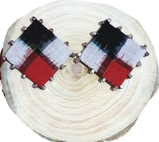 Sambalpuri Saptapar Fabric Stud Earrings!
