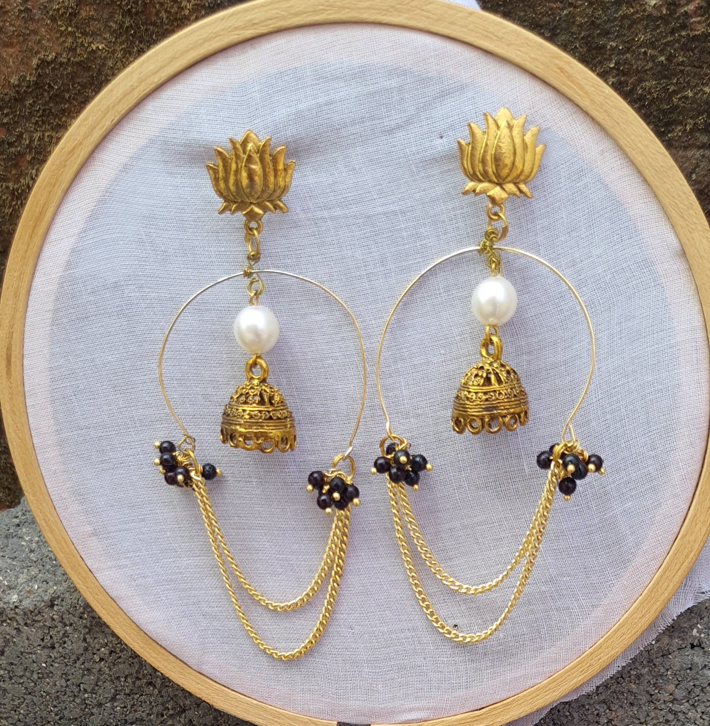 Golden Statement Jhumka Earrings