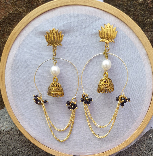 Golden Statement Jhumka Earrings