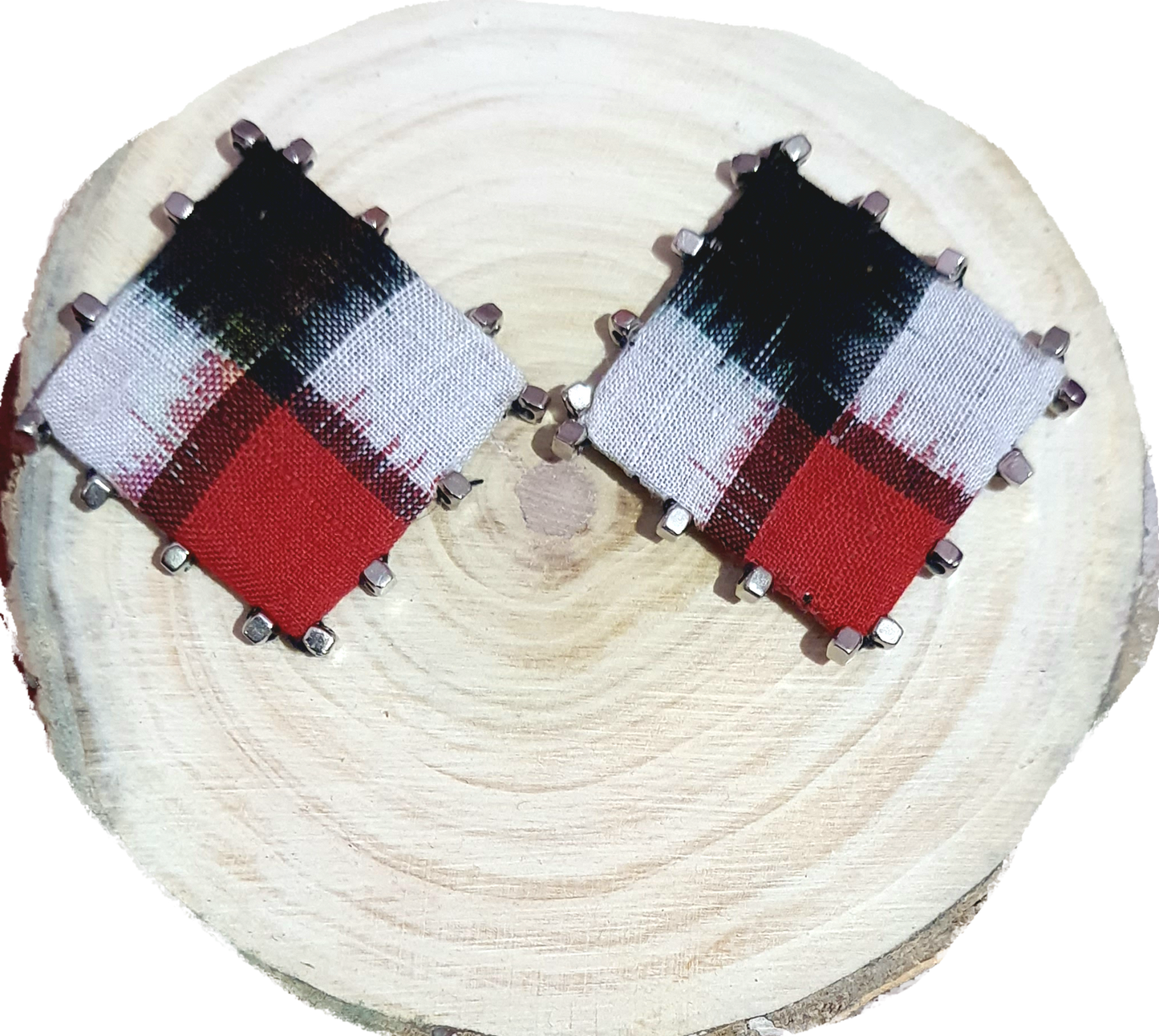 Sambalpuri Saptapar Fabric Stud Earrings!