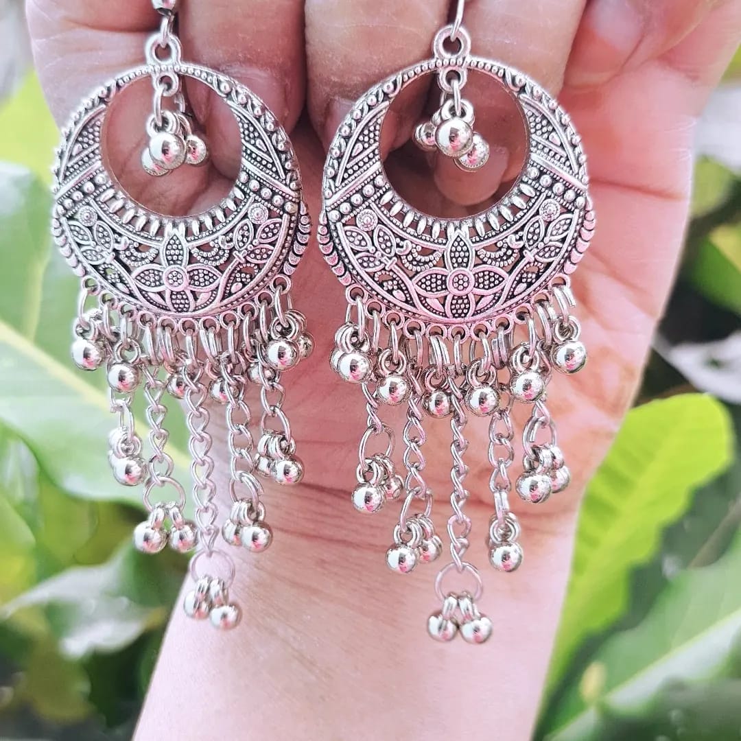 Oxidised Chandbali Earrings