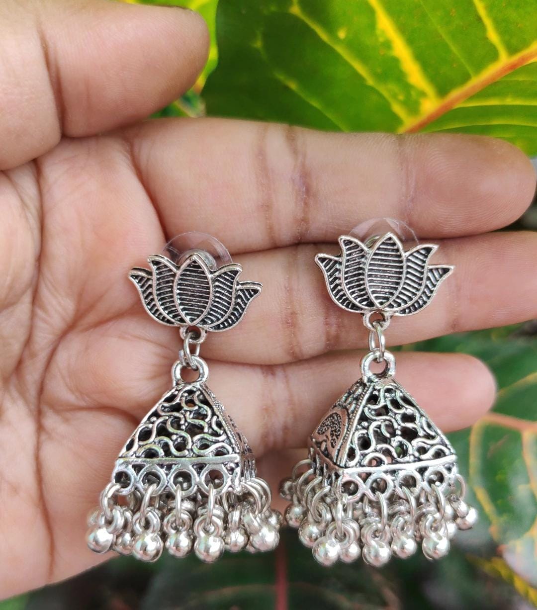 Small Oxidised Jhumka Earrings