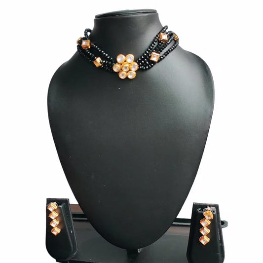 Black Kundan Choker Necklace Set