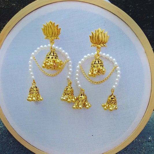 PEARL HOOP JHUMKA EARRINGS