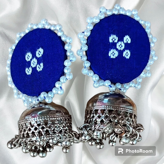 Blue Sambalpuri Fabric Earring